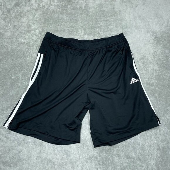 Adidas Mens XL Black Athletic Shorts 3-Stripe Recycled Polyester a0228 - Picture 1 of 6
